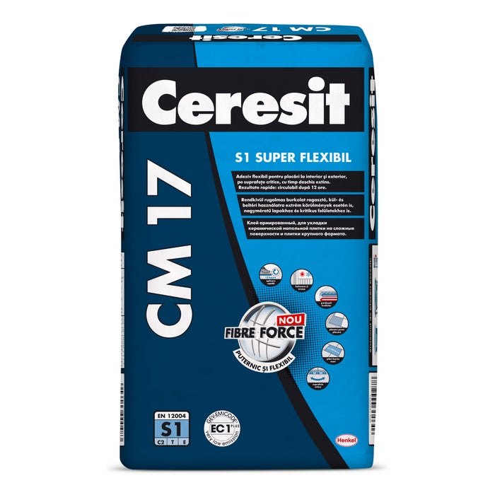 CERESIT ADEZIV SUPER FLEXIBIL GRESIE SI FAIANTA INTERIOR EXTERIOR CM 17 - 25KG