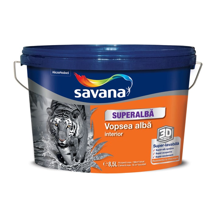 SAVANA VOPSEA LAVABILA SUPERALBA 8.5L