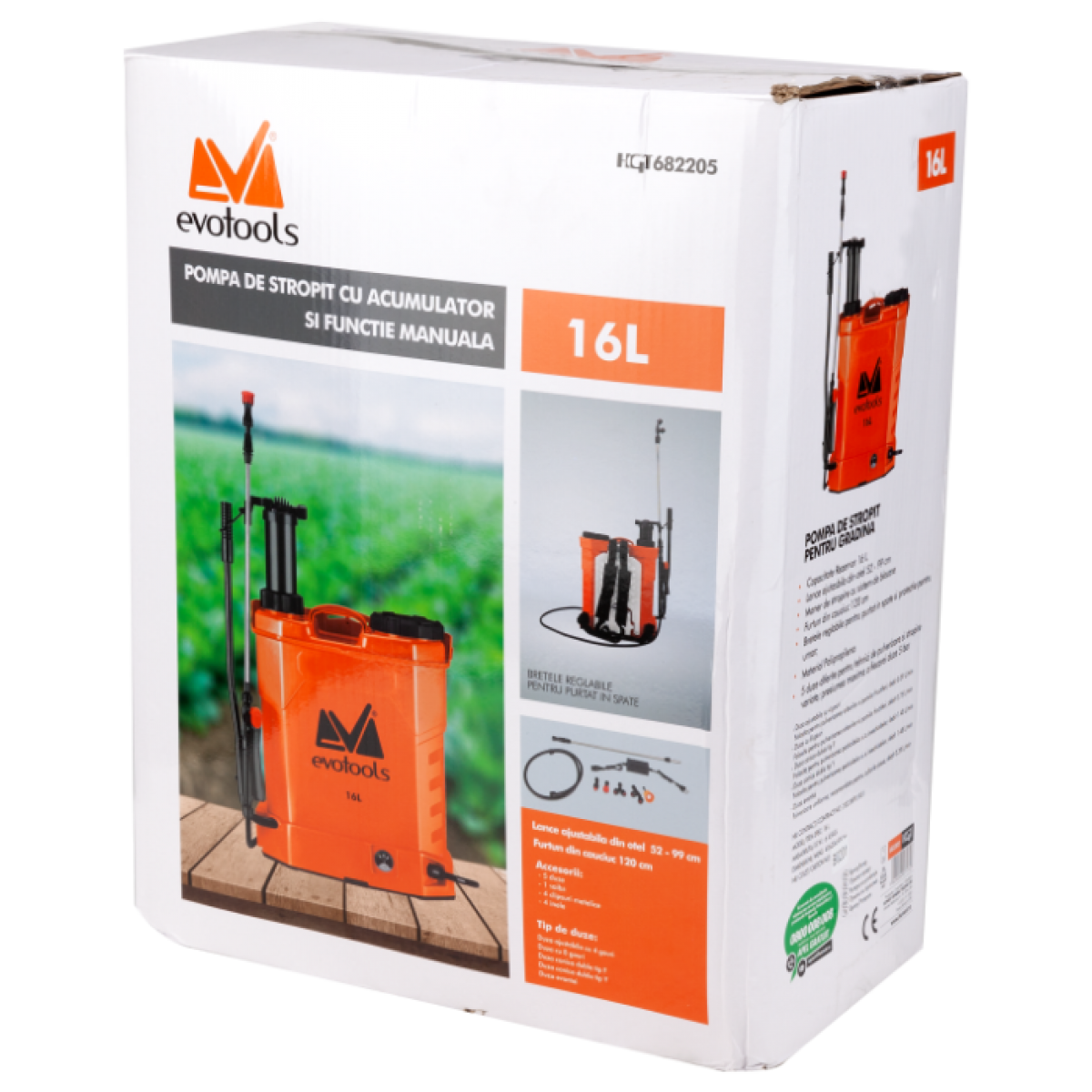 Pompa de Stropit cu Acumulator si Functie Manuala PP Evotools, 682205
