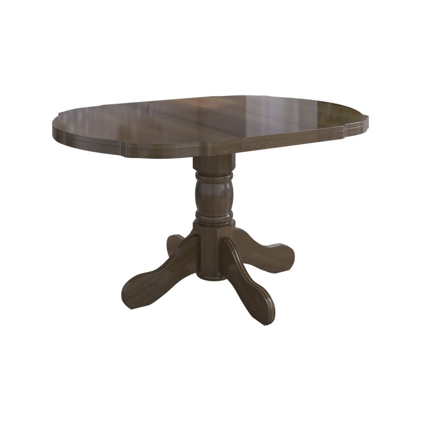Set masa extensibila Kan 100x135 cm, lemn masiv, culoare nuc, blat din mdf cu 6 scaune tapitate S-37 Boss7 o2, stofa