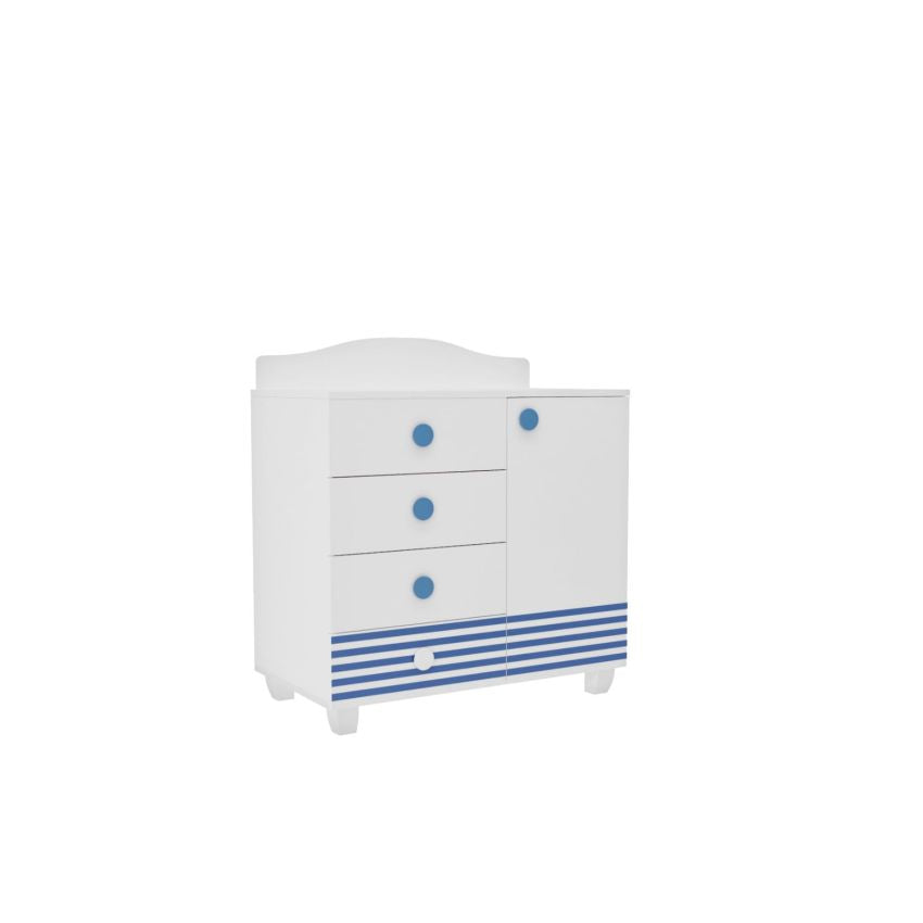 Dormitor tineret, Aqua marine, Alb Albastru, MDF