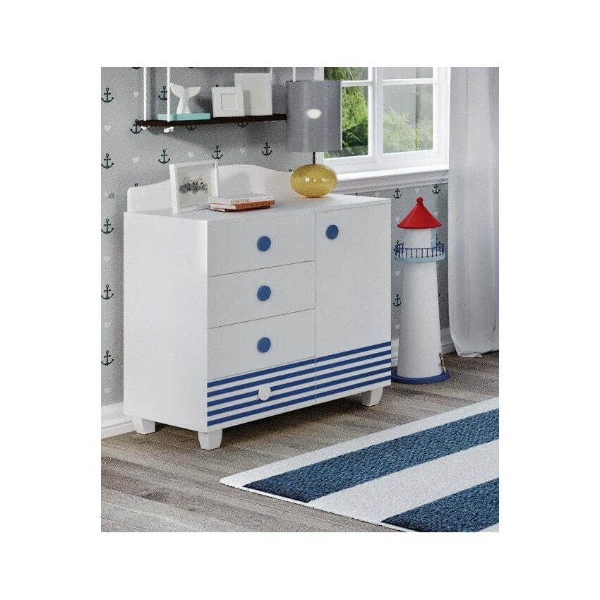 Dormitor tineret, Aqua marine, Alb Albastru, MDF