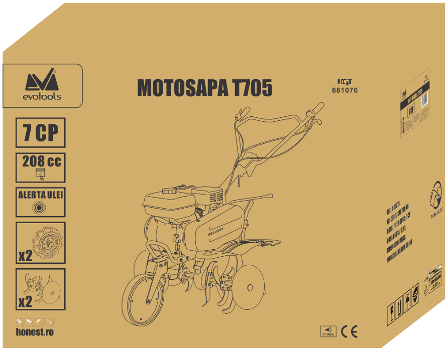 MOTOSAPA T705 CU ROTI DE TRANSPORT 7CP