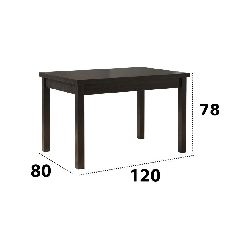 Set masa extensibila 120x150cm cu 4 scaune tapitate, mb-13 max5 si s-37 boss7 w15, wenge, lemn masiv, stofa