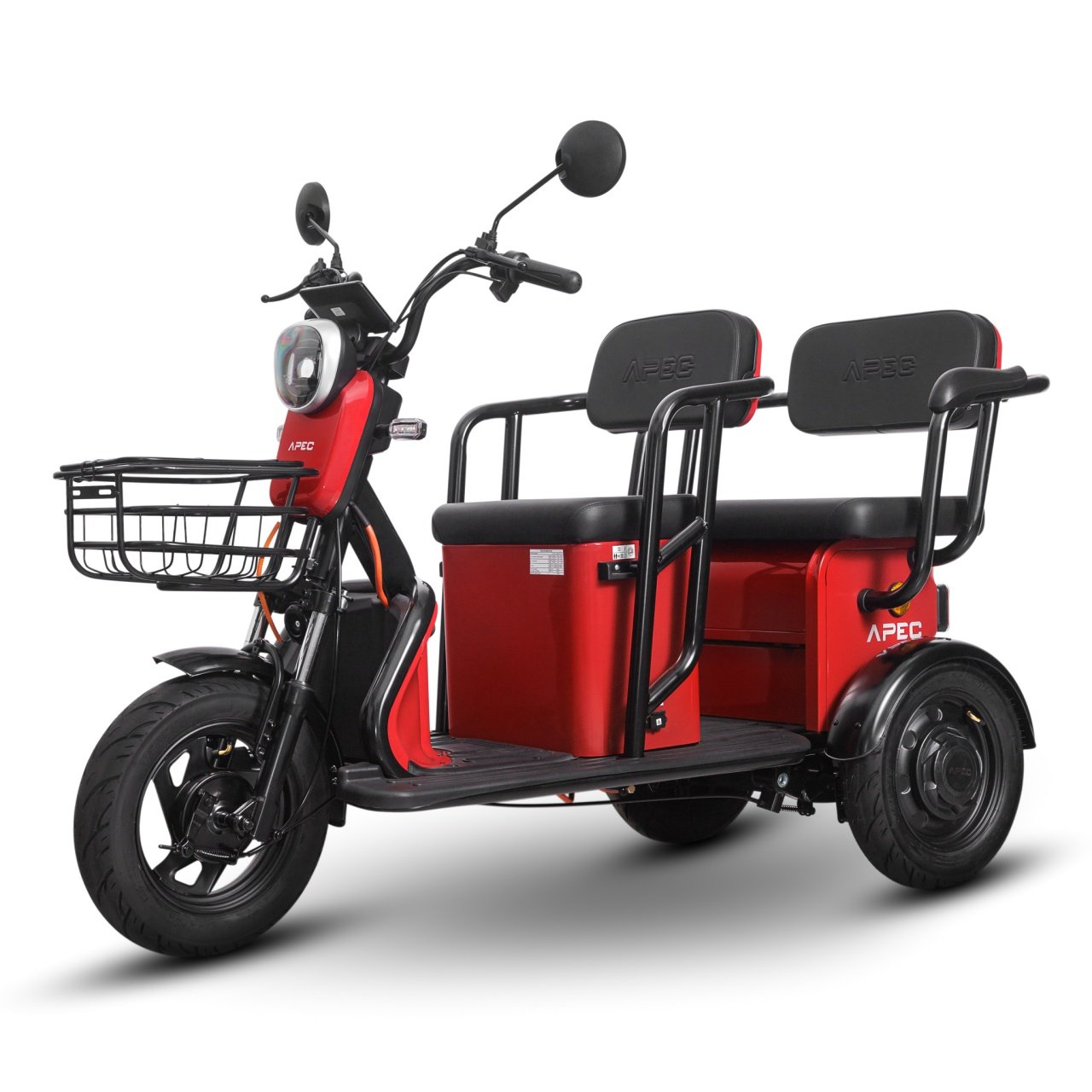 Tricicleta electrica, Volta APM5, Rosu, viteza maxima 25 km pe ora, Autonomie pana la 40 km