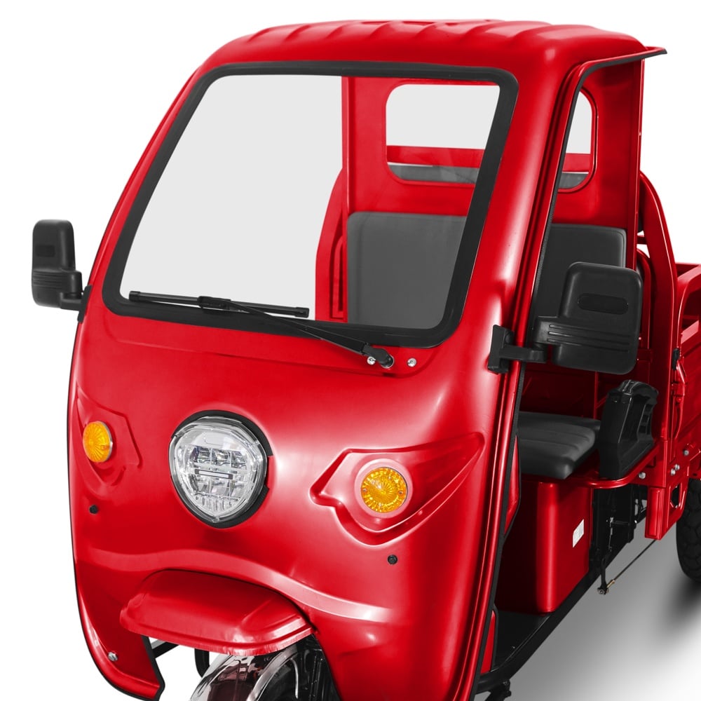 Voltarom Hercules, Motor 3900W, 72V, 45Ah, viteza maxima 45 km pe ora, pana la 50km autonomie, Cu Permis, Triciclu Electric, Cu cabina Rosu